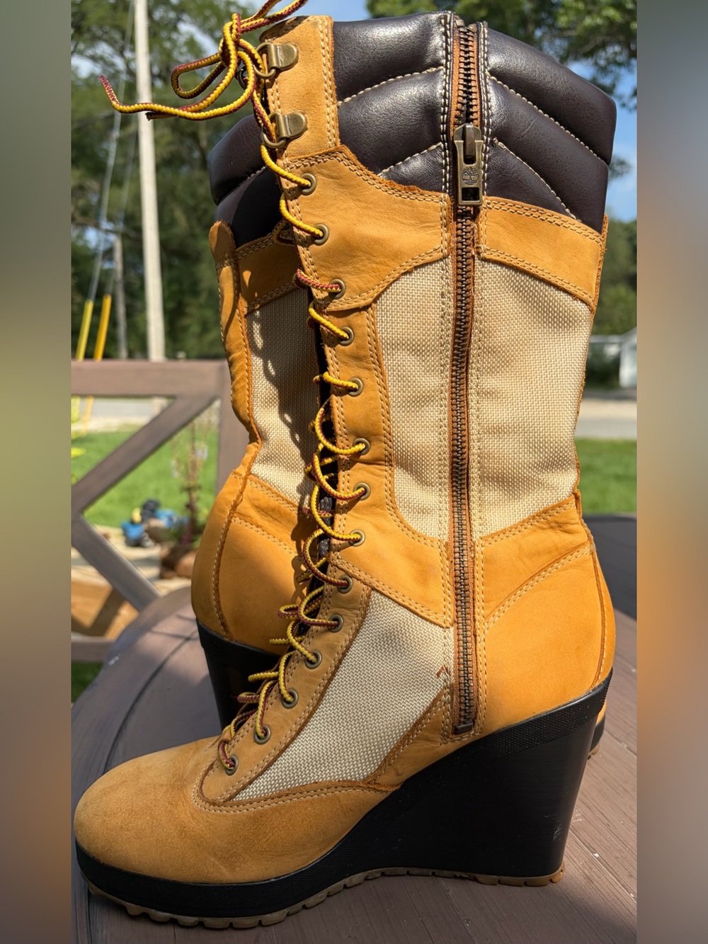Rare Vintage Timberland Women's 14" Spring Point Lace-Up Wedge Boots size7 23617 - Picture 5 of 12